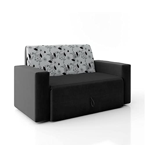 Melhores Sofás de 2 Lugares - Transforme Sua Sala  3 Sofá-cama 2 Lugares Pratik 5000 Mamflex Preto/cinza Floral Suede