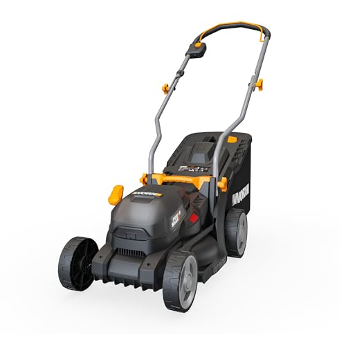 WORX WG733E Tosaerba a batteria 20 V, potente motore brushless, larghezza di taglio 33 cm, 6 livelli di altezza di taglio (25-75 mm), tecnologia Intellicut, sacco di raccolta erba da 35 l