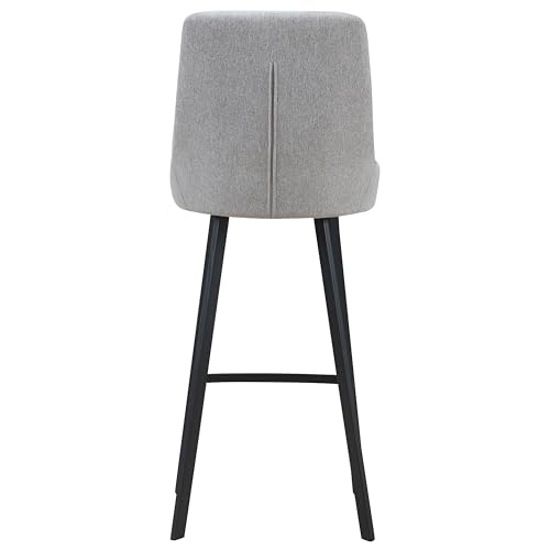 Image of Leick Home 10145-BLGL Upholstered Back Bar Stool Height with Steel Base, Set of 2, for Elevated Kitchen Counters, High Top Tables, and Bars, Gray /Black