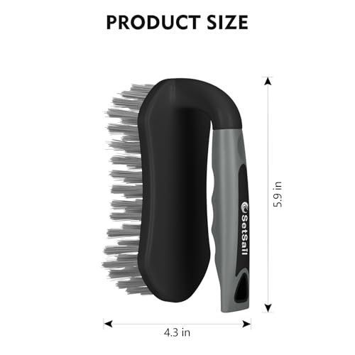 Image of SetSail Scrub Brush, Heavy-Duty Scrub Brushes for Cleaning with Stiff Bristles Cleaning Brush for Shower, Bathroom, Carpet, Kitchen and Bathtub Scrubber - 2 Pack(Black Grey)