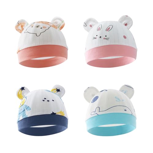 Baby Bear Ear Turban Hat for Newborn Boys Girl 0-6M Soft Breathable Baby Hat Headdress Hospital Hat3