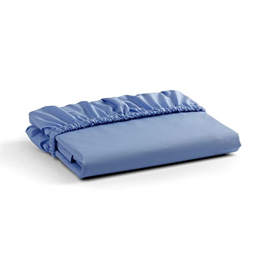 100 Cotton Percale Fitted Sheet Queen Size, Baby Blue, 1 Deep Pocket