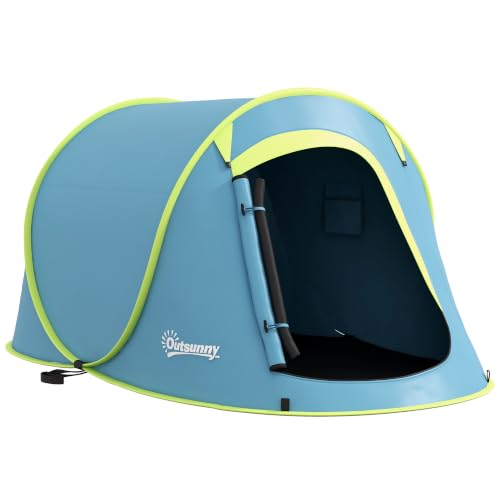 Outsunny Tienda de Campaña para 2-3 Personas Pop-Up 245x148x105 cm Azul