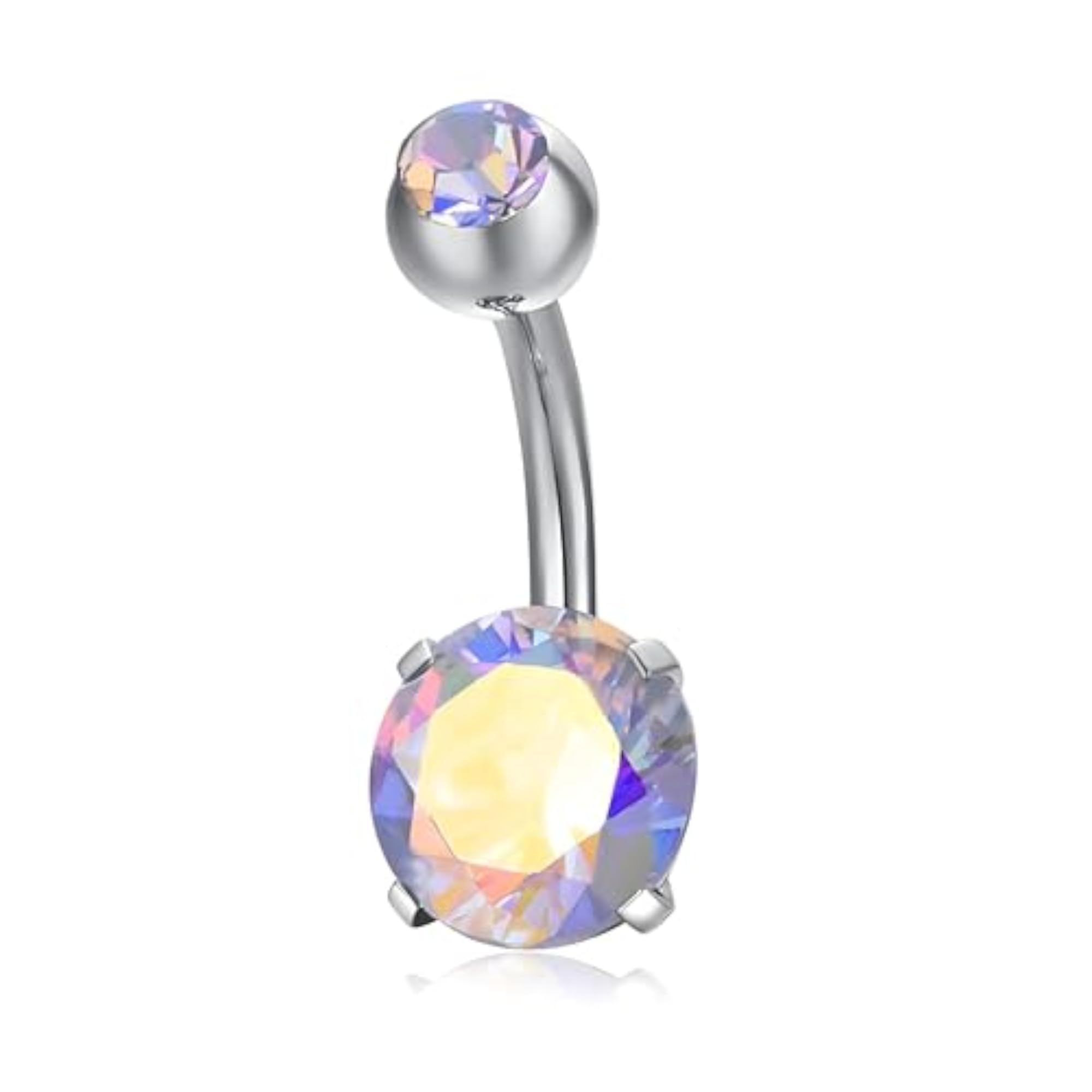 316L Stainless Steel Double Crystal Belly Button Navel Ring