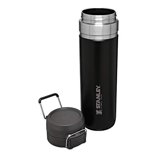 Image of Stanley Quick Flip GO Water Bottle 24 oz | Push Button Lid | Leakproof and Packable for Travel and Sports | Insulated Stainless Steel | BPA-Free | Matte Black