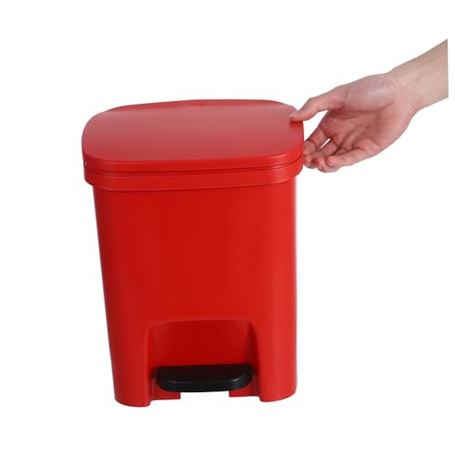 Caneca de basura rectangular con pedal roja miniatura 4