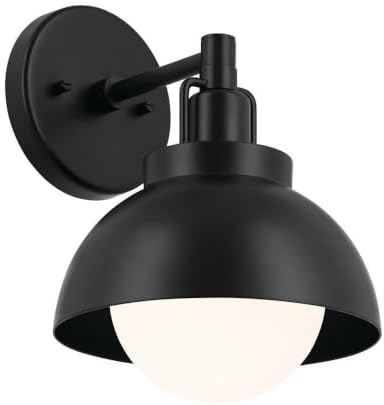 Miniatura 6 de Kichler Niva 52601BK Convertible Semi Flush 1-Light 11.25" con carcasa de cristal de ópalo grabado satinado en negro