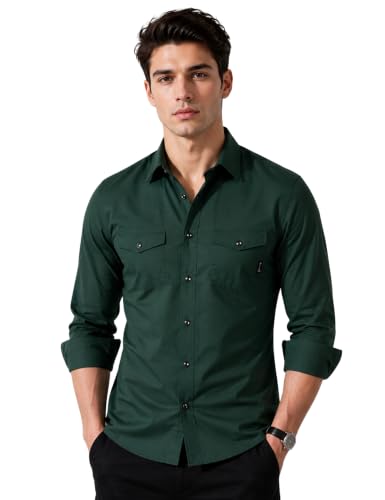 Image of Men's Double Flap Pocket | Regular Fit | Solid Spread Collar | Versatile Everyday Office Wear Comfortable |Stylish Design | Shirt