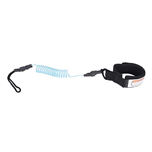 Foto von Nikou Surfboard SUP Leash, 5mm Surf Sicherheitsfuß Seil Coiled Fußseil mit FußSchlaufe Klettverschluss Surfleine für Stand Up Paddle Board Surfbrett