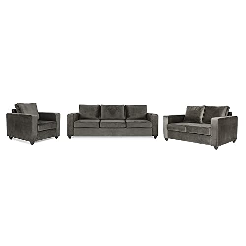 Image of Wakefit Sofa Set | 3 Year Warranty | Sofa 6 Seater, 6 Seater Sofa for Living Room, Wooden Sofa Set, Sofa Set 3+2+1 Seater - Napper(Fabric-Velvet : Tuscan Tan)