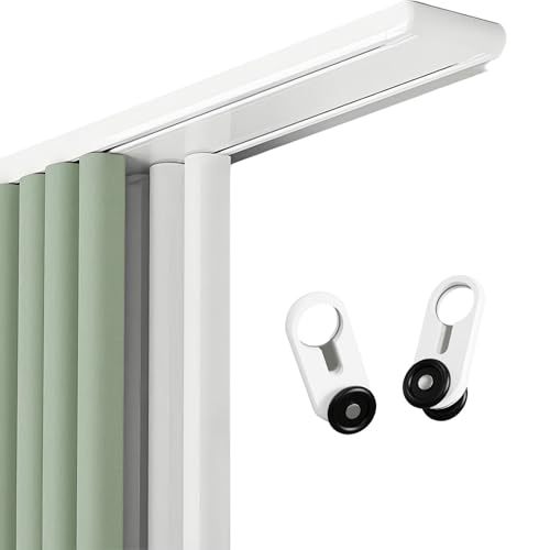 天井カーテンレール、頑丈なダブルカーテンレール、0.6〜6.8m 静音ローラー付き間仕切りロッドレールセット、寝室、リビングルーム、病院用(White,4.1m(13.5ft))