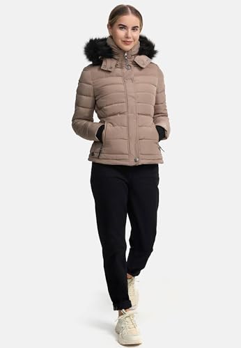 Navahoo warme Damen Winter Jacke Parka Mantel Stepp Kurzjacke gefüttert B301 [B301-Taupe-Grey-Gr.L]