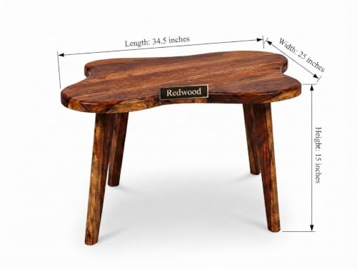 Image of REDWOOD Wooden Cloud Shape Minimalist Coffee Table for Living Room | Sheesham Wood Centre Table | Sofa Hall Tea /Teapoy End Table for Home & Office Furniture | Brown Finish