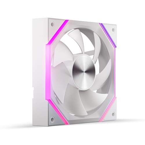 Asiahorse Nyota 120mm Case Fan with Efficient Cooling, ARGB Fan Lighting, 800-1800RPM Speed Control, and Whisper-Quiet Operation Under 29 dB, Unique Design for PC (White-1 Piece, 120mm-Forward Blade)