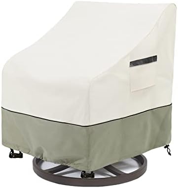 LSongSKY Outdoor Swivel Lounge Chair Cover,100% Waterproof Heavy Duty Outdoor Chair Covers,(33 L x 37 W x 38.5 H inches) Patio Furniture Cover for Swivel Patio Lounge Chair,White&Grayish Green