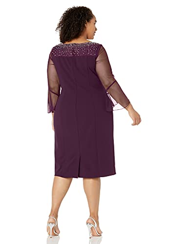 Image of Alex Evenings Womens Plus Size Short Shift Dress with Embellished Illusion Detail