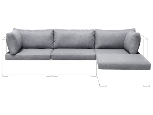 Beliani Ensemble de Housses Salon de Jardin d'Extérieur Coussins d'Assise et de Dossier Canapé Gris Clair Sano II