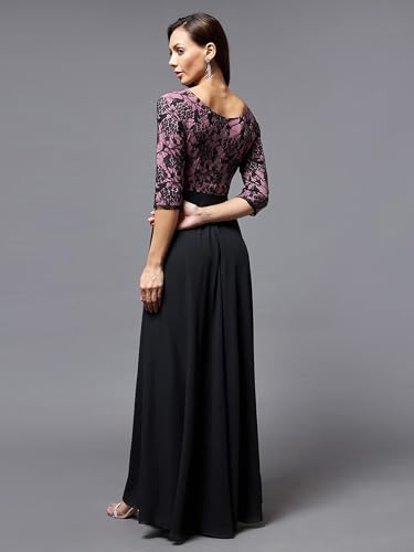 Image of Miss Chase Women's Sweet-Heart Neck 3 /4 Sleeve Self Design Fit & Flare Maxi Dress with Pockets