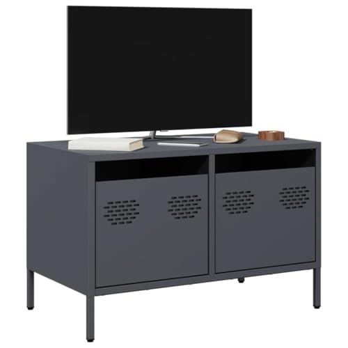 Mimdixy Armario alto para TV, color antracita, 68 x 39 x 43,5 cm, acero laminado en frío, para salón, oficina o dormitorio