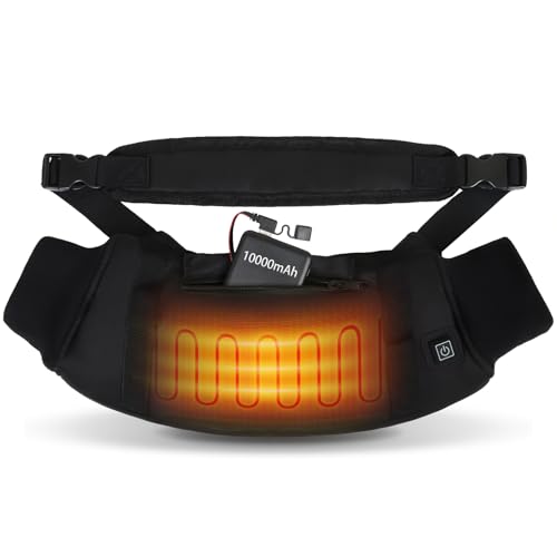 Electric Heated Hand Warmer Pouch Football Hand Warmer with Double Sided Heating Areas Zipped Pocket and Adjustable Strap Heated Hand Muff Ideal for Football Hunting Fishing Camping Golf(Black)