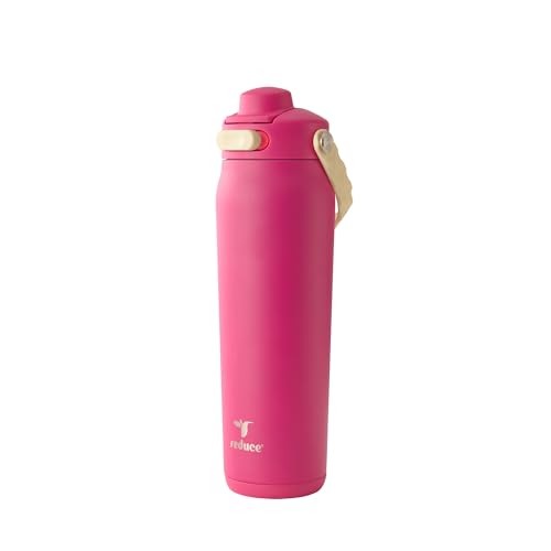 Image of REDUCE Aura Vacuum Insulated 26 oz Water Bottle - Leak-Proof & Chug Spout for Quick Hydration - Keeps Drinks Cold for 30 Hours - Removable Handle for Travel or Gym - Soft Sit Base - Dragonfruit