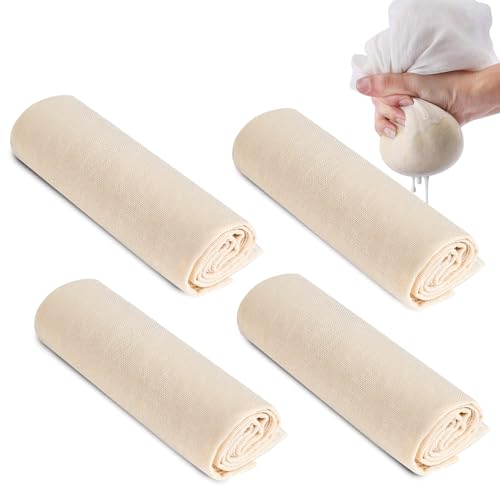 Tela para Queso Telas Filtrantes Reutilizable 4 Piezas Gasa Paño de Queso 60X 60cm Algodon Colador Tela para Hacer Queso Filtrar Frutas Leche Vino y Líquidos