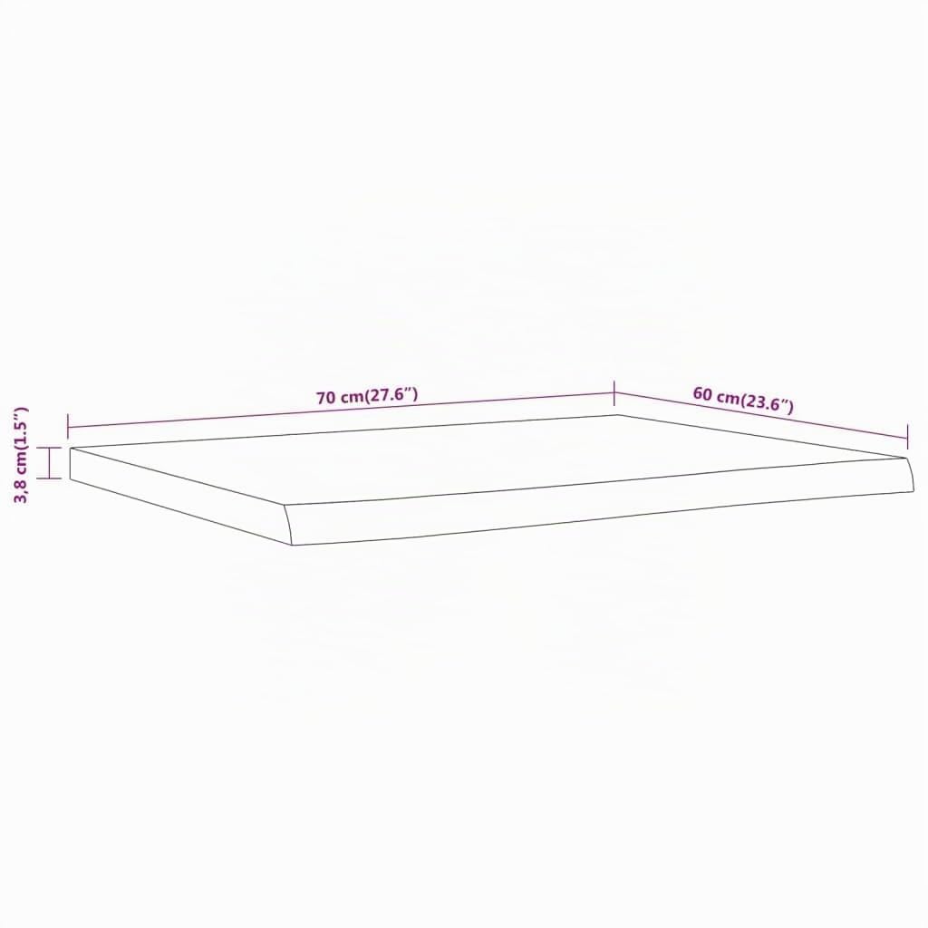 vidaXL Encimera de Baño Rectangular, Tablero de Tocador, Encimera de Lavabo, Tablero para Armario, Madera Maciza de Acacia 70x60x3,8 cm