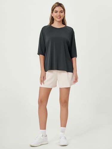 ODODOS Women's Side Split Tee Modal Soft Raglan Short Sleeve, Relaxed Fit Casual Lounge T-Shirts Yoga Tops4