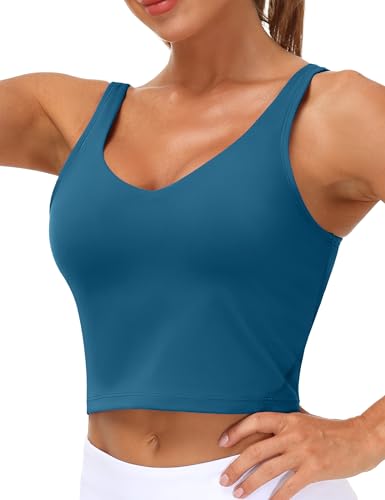 Image of THE GYM PEOPLE Womens' Sports Bra Longline Wirefree Padded with Medium Support