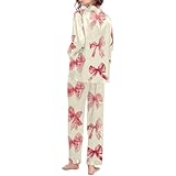 Generisch Damen-Schlafanzug, Lange Hose, Nachtwäsche-Set, weich, bequem, Nachtwäsche mit V-Ausschnitt, Loungewear, süße Pyjama-Kleidung Nachtkleid Damen Sexy (M)