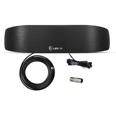 Antop FM Radio Antenna, Multi-Directional Indoor FM Telescopic Antenna 75 Ohm, with Amplifier Signal Booster, Design for FM Radio Home Stereo Receiver Cover