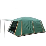 Fengzel Outdoor リビング+２ルーム付き 4-6人/8-12人用 快適な居心地 防雨 日よけ 家族連れ 友達多人用 二重構造 前室付き アウトドア キャンプ フルクローズ可能 大型 キャノピーテント (奥行き430*横幅305*高さ200cm(8-12人用), ミリタリー)