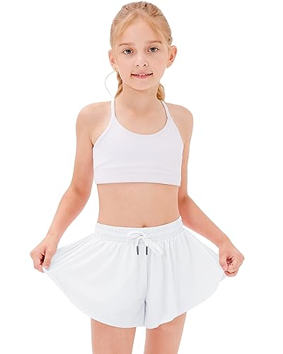 Image of Stelle Girls Flowy Shorts with Pockets Athletic Running Skirt High Waist Butterfly 2 in 1 Sports Short 5-16 Years