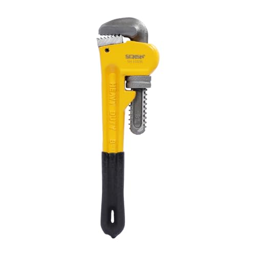 Image of Heavy Duty 8 In Pipe Wrench | Forged Carbon Steel With Cr-Mb Jaw | Precise Clamping Teeth Design For Strong Grip |TPR Soft Grip Handle | Max Pipe Size 1 inch, For Plumbing, Home and Professionals