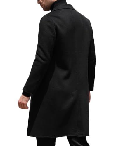 SOMTHRON Men's Casual Trench Coat Slim Fit Double Breasted Notched Collar Peacoat Winter Long Jacket Overcoat2