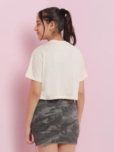 Image of Li'l Tomatoes Girls Crop T-Shirt | 100% Cotton | Graphic Printed Summer Top | Soft & Breathable Casual Wear | 7-16 Years