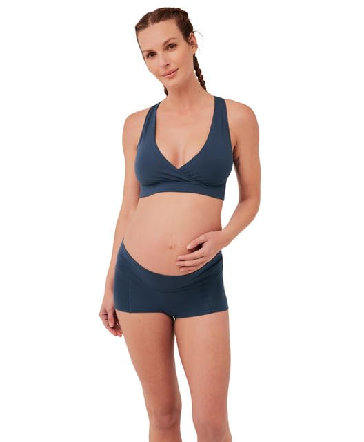 Image of Pact Organic Cotton Maternity Nursing Bralette for Breastfeeding - Stretchy, Wireless French Navy