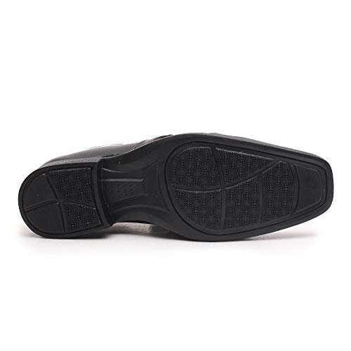 Sapato Social Miletto em Material Tecnológico - Preto e Azul Brilhoso Cor:Preto e Vinho;Tamanho:41;