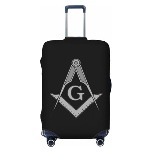 Masonic Square & Compasses Symbol Travel Luggage Cover Suitcase Protector Fits 29-32 Inch Case(Black,XL)