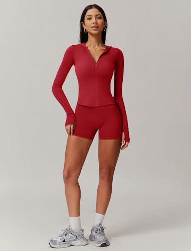 Workout Sets for Women 3 Piece High Waisted Seamless Shorts UPF 50+ Long Sleeve Jacket Stretchy Sports Bra Sets3