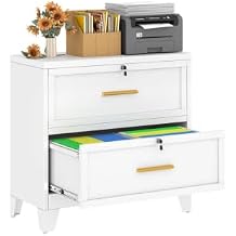 winiowa 3 Drawer File Cabinet, Metal Lateral File Cabinet with Lock, Locking Filing Cabinets for Home Office,Wide Office Storage Cabinet for Hanging Files Letter/Legal/F4/A4 Size White, 3-Drawer
