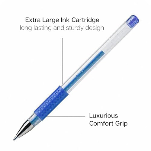 Image of KINGART GLITTER Rollerball GEL PENS, 30 Sparkling Colors with Soft-Grip Comfort, XL Ink Cartridge - For Coloring, Doodling, Scrapbooking, Journaling and General Use, All Ages, 30 Pens