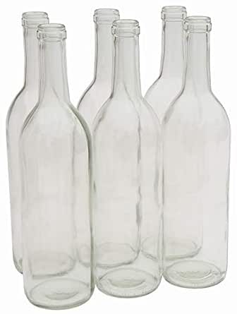 North Mountain Supply 750 ml Clear Bordeaux Wine Bottles, Case of 6