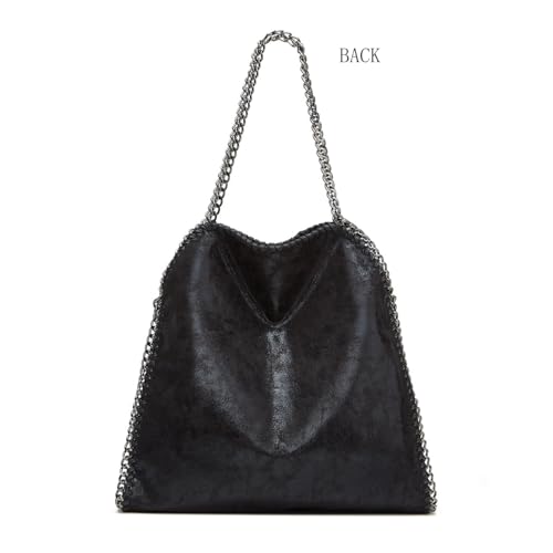 Bolso Hobo Grande de Cuero Sintético con Cadena para Mujer miniatura 4