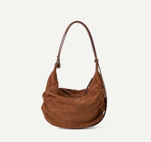 Women's Vintage Soft Faux Suede Shoulder Bag Small Dumpling Tote Casual Pleated Design Convertible Crossbody Satchel2
