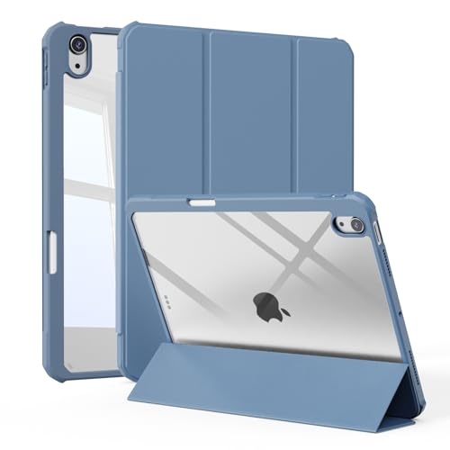 KENKE Case for iPad A16 11th Generation 2025/ 10th Generation 2022, iPad 11 inch/ 10.9 inch Cover with Clear Hard PC Back, Trifold Stand Support Touch ID ＆ Pencil Holder, Auto Wake/Sleep, Haze Blue by KenKe - Used condition - CA$8.94