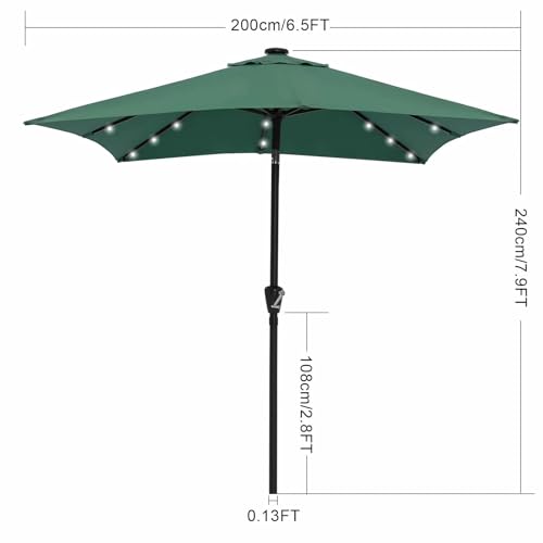Image of ABCCANOPY Square Solar Led Patio Umbrellas 6.5FT x 6.5FT (Forest Green)