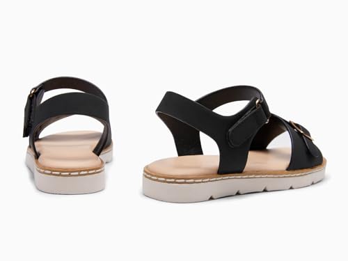 Image of Coutgo Girls Sandals Open Toe Summer Dress Shoes Adjustable Buckle Ankle Strap Comfortable Flats