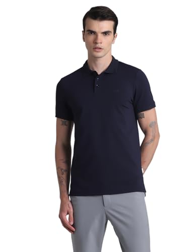 Image of JACK & JONES Men's Cotton Solid Slim Fit Polo T-Shirt