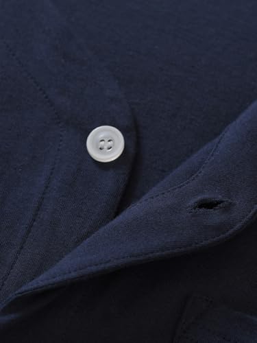 Esenchel Men's Button Up Pajama Shirt Cotton Sleep Top 2 Pack4